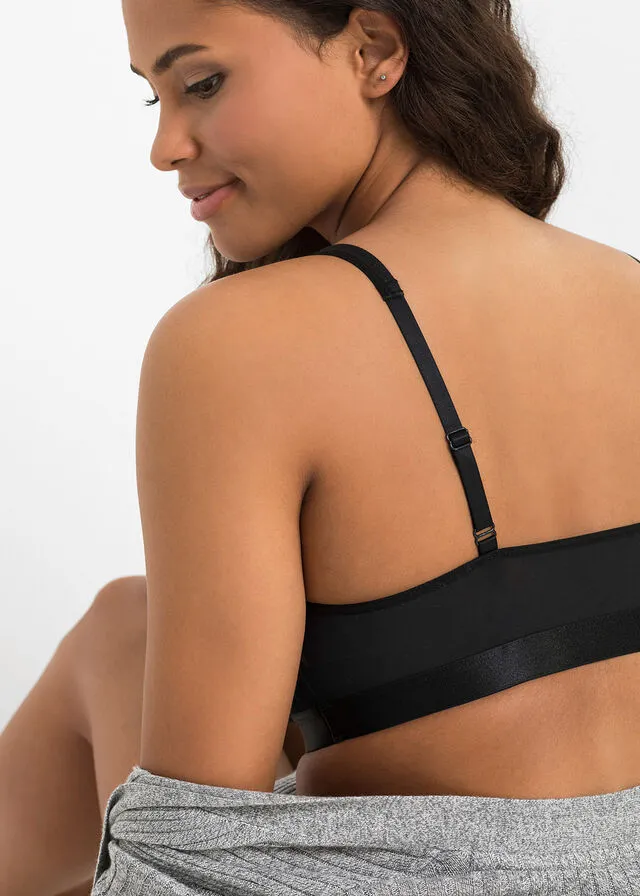 BUSTIER DE ALGODóN ORGáNICO (2 UNIDADES) NEGROBEIGE ARENA